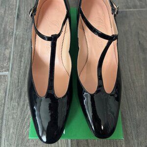 J Crew Black T-Strap Block Heels in patent leather size 9.5